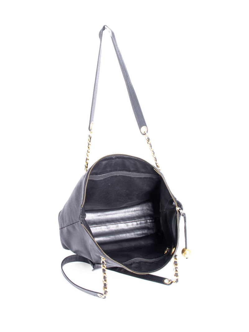 Chanel CC Logo Caviar Leather Shopper Bag Black-designer resale