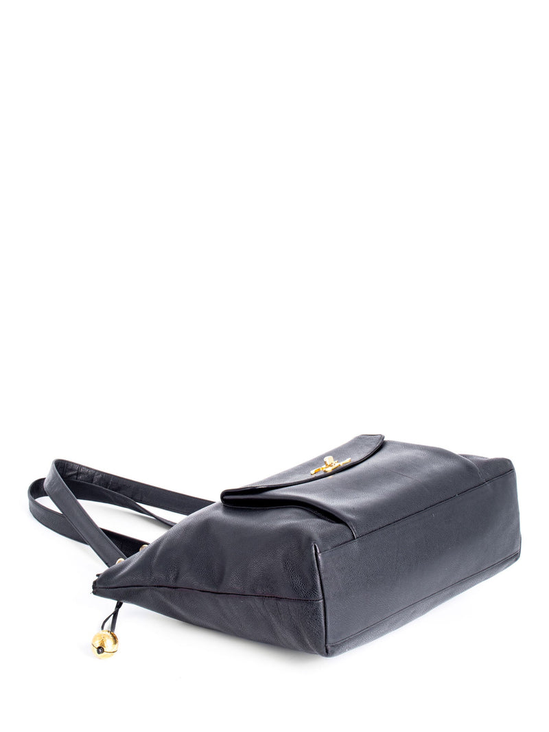 Chanel CC Logo Caviar Leather Shopper Bag Black-designer resale