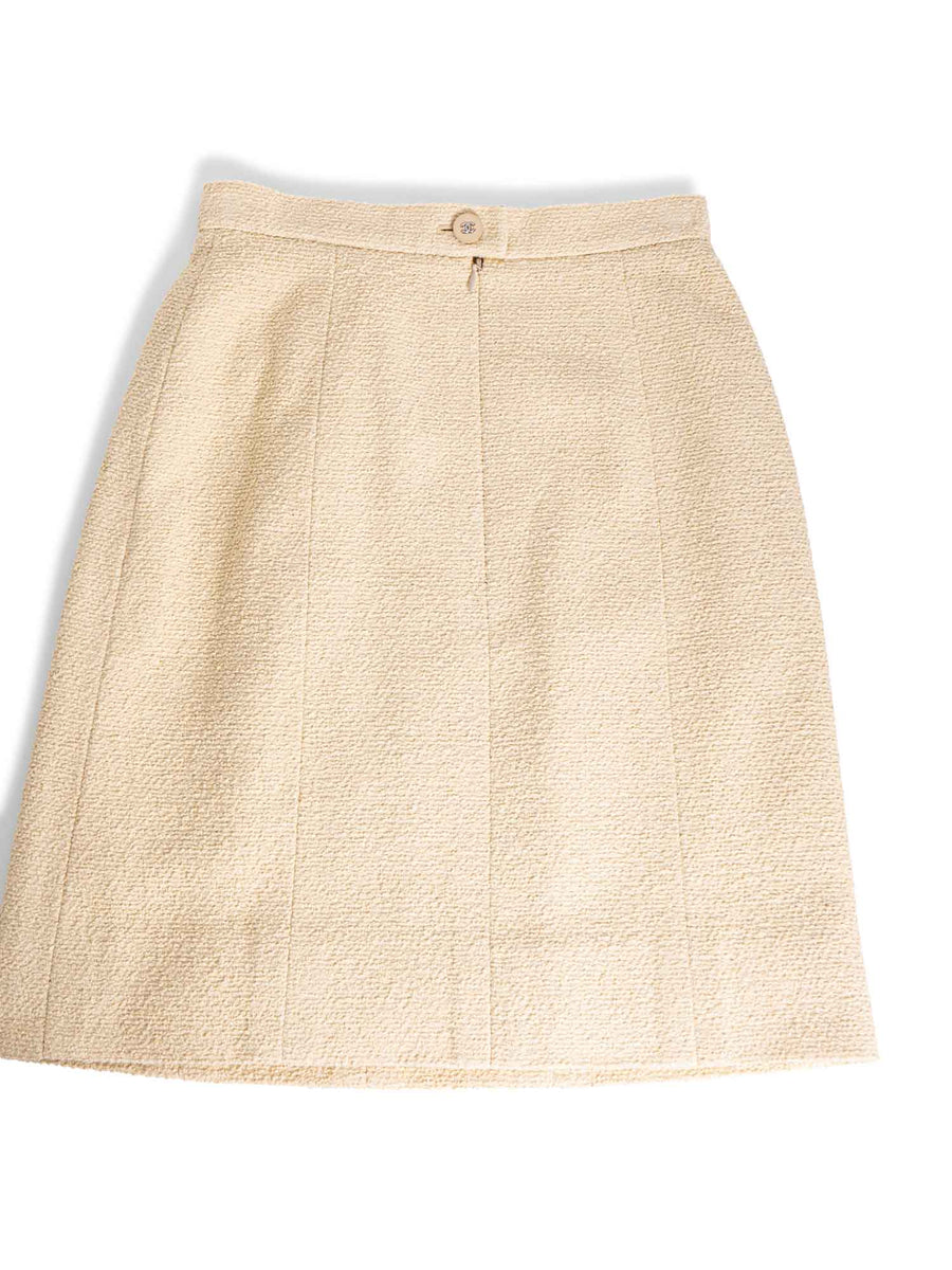 【CHANEL】cotton-blend boucle tweed mini skirt【新品同様】 Chanel-CC-Logo-Tweed-Mini-