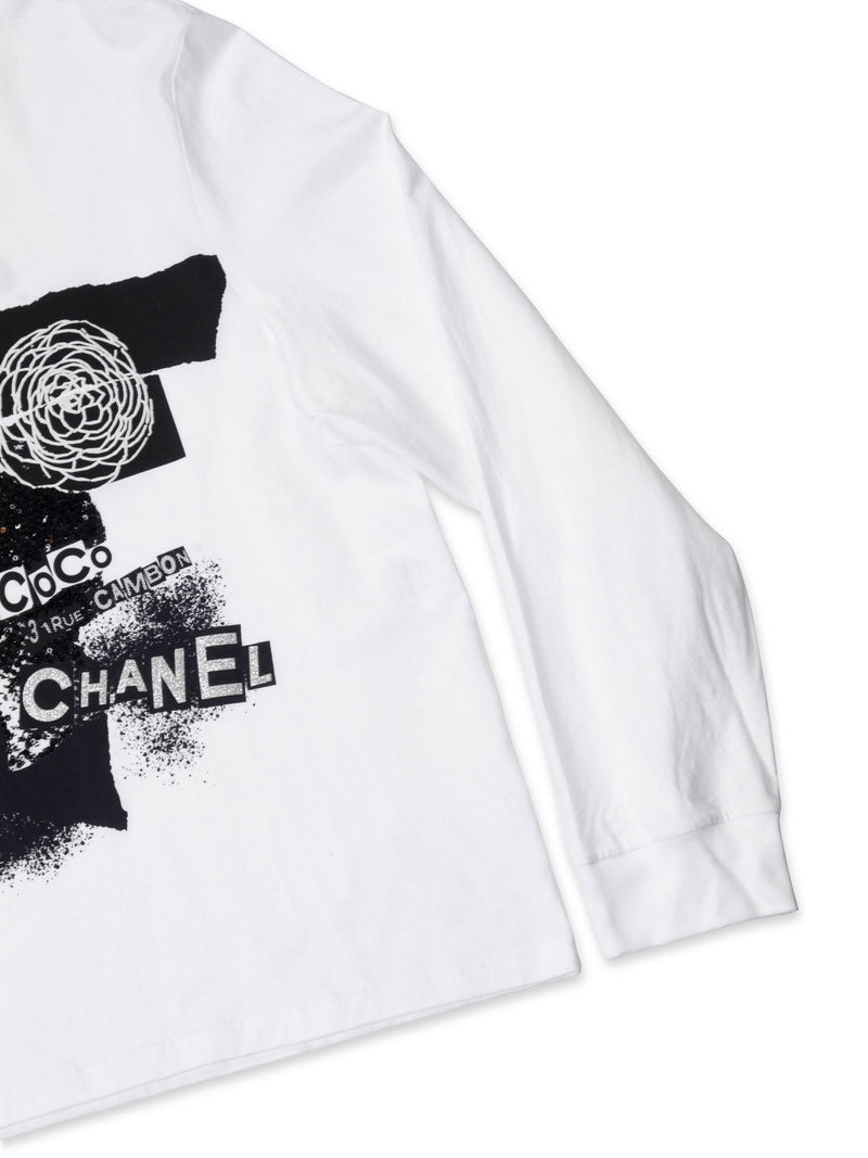 Chanel Cotton Sequin CC Logo Shirt White Black-designer resale