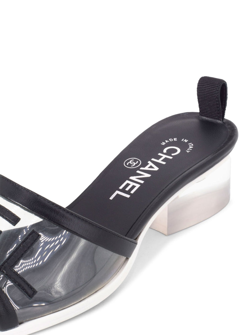 Chanel Logo Transparent PVC Mule Slide Shoes Black-designer resale