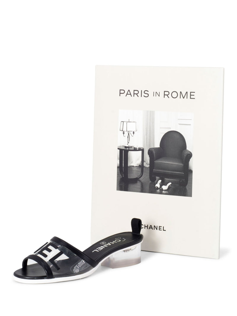 Chanel Logo Transparent PVC Mule Slide Shoes Black-designer resale