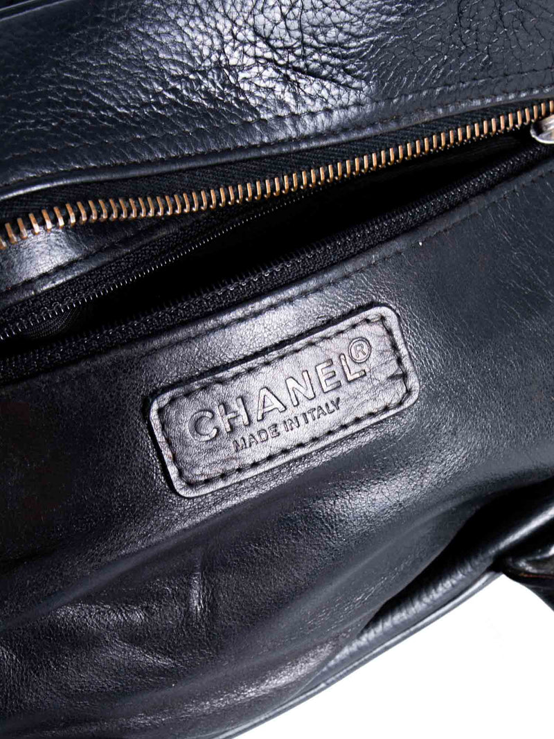 Chanel Quilted Caviar Mini Bowler Logo Bag Black-designer resale