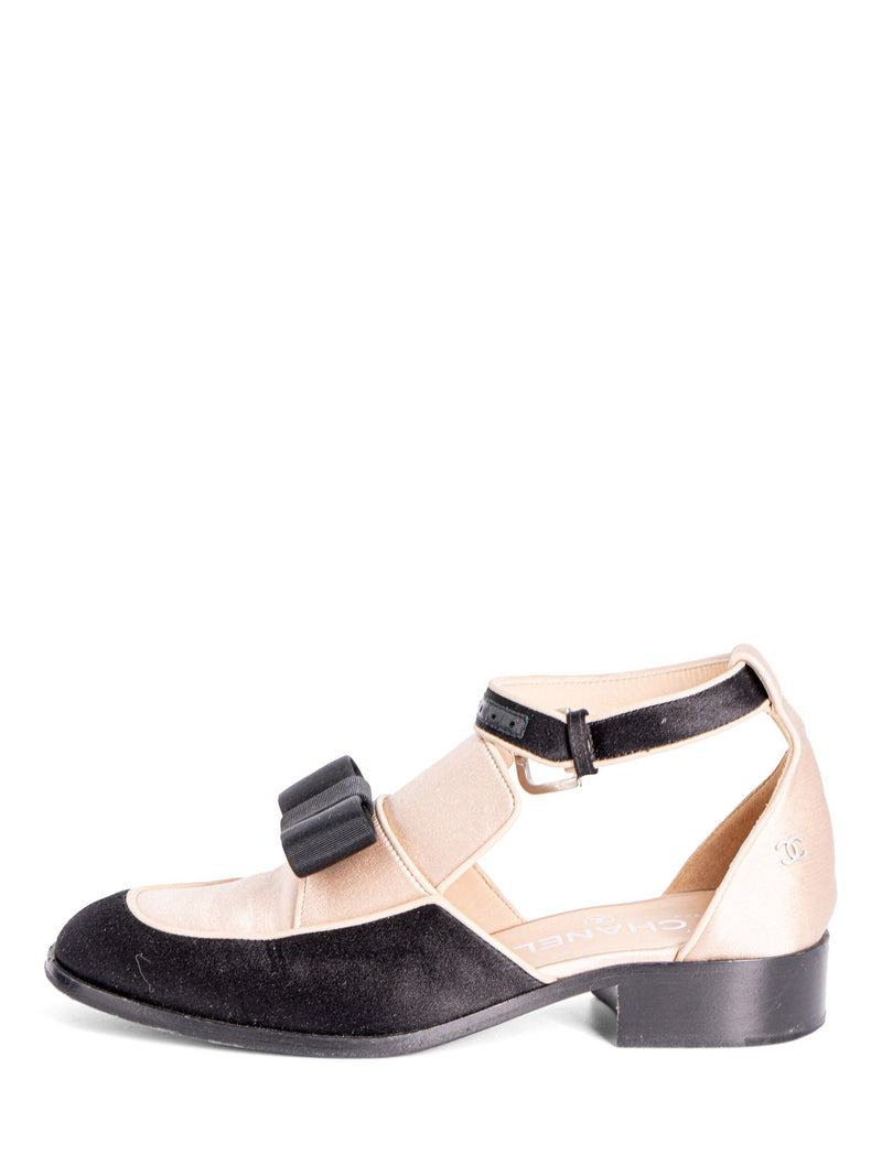 Chanel Spring Runway 2015 Cut-Out Bow Oxfords Shoes Black Beige-designer resale