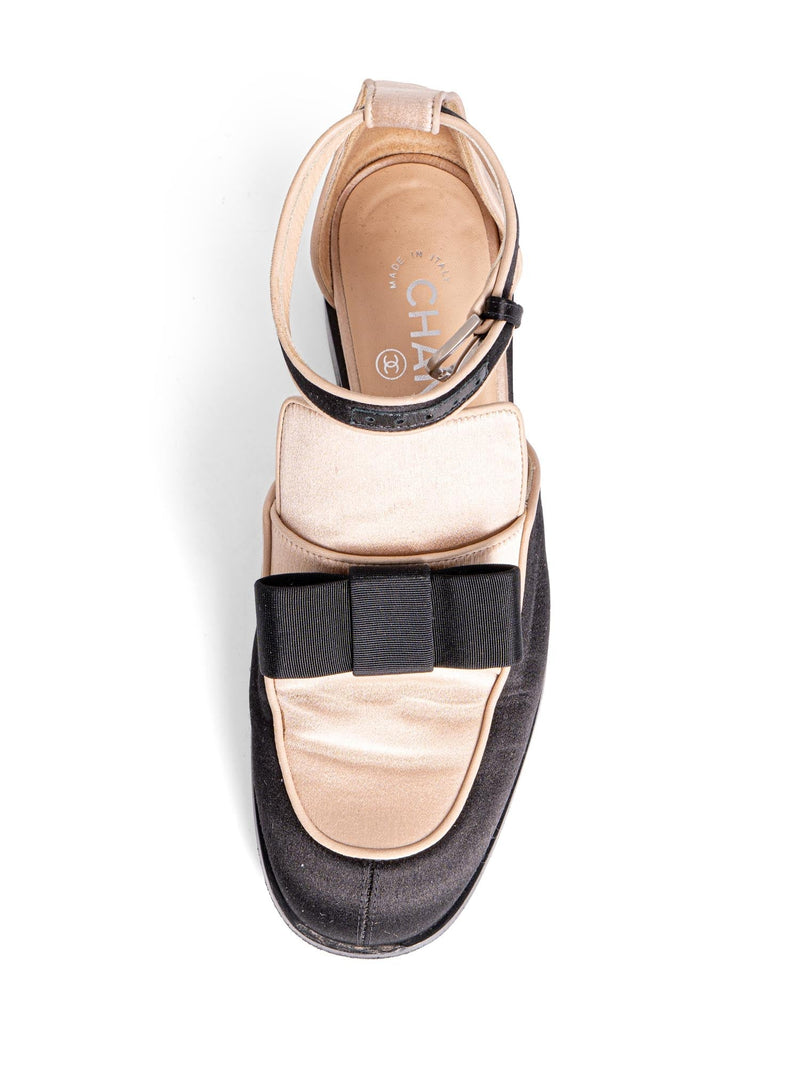 Chanel Spring Runway 2015 Cut-Out Bow Oxfords Shoes Black Beige-designer resale