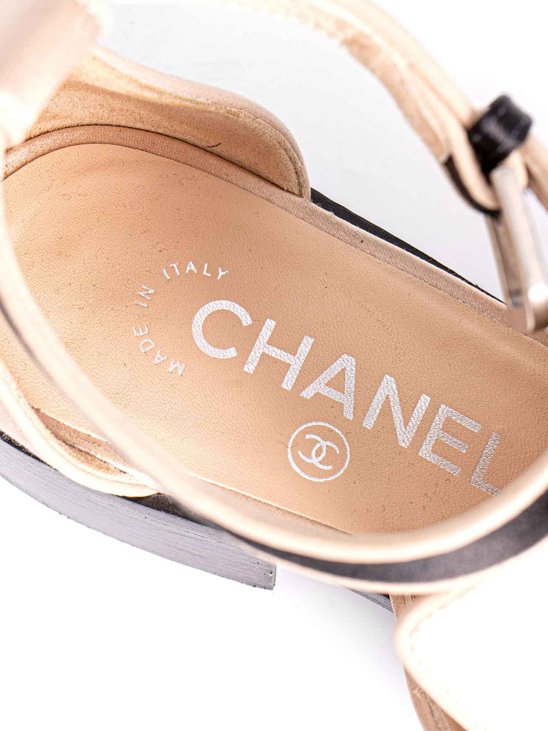 Chanel Spring Runway 2015 Cut-Out Bow Oxfords Shoes Black Beige-designer resale