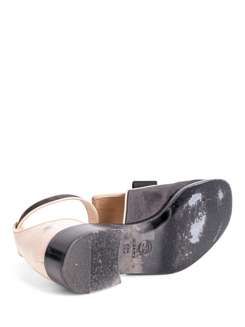 Chanel Spring Runway 2015 Cut-Out Bow Oxfords Shoes Black Beige-designer resale