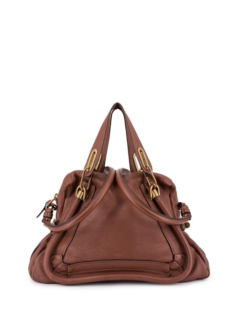 Chloe Calfskin Medium Paraty Bag Brown-designer resale
