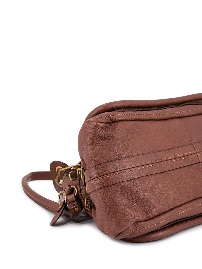 Chloe Calfskin Medium Paraty Bag Brown-designer resale