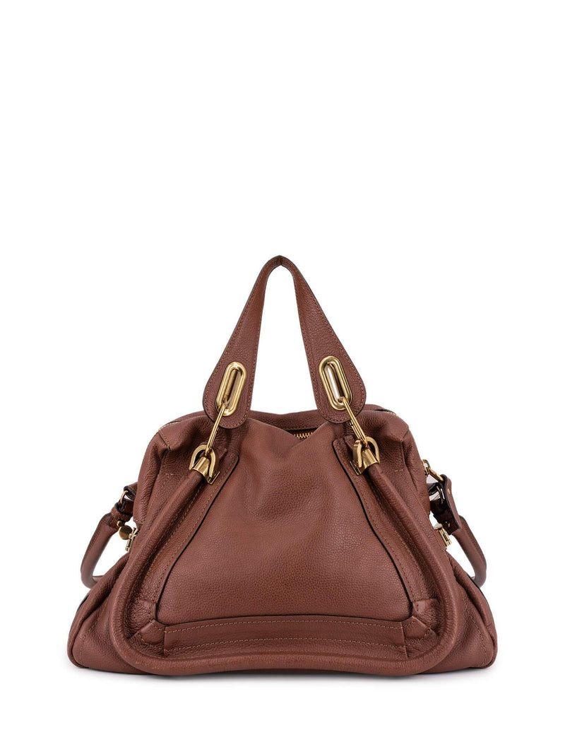 Chloe Calfskin Medium Paraty Bag Brown-designer resale