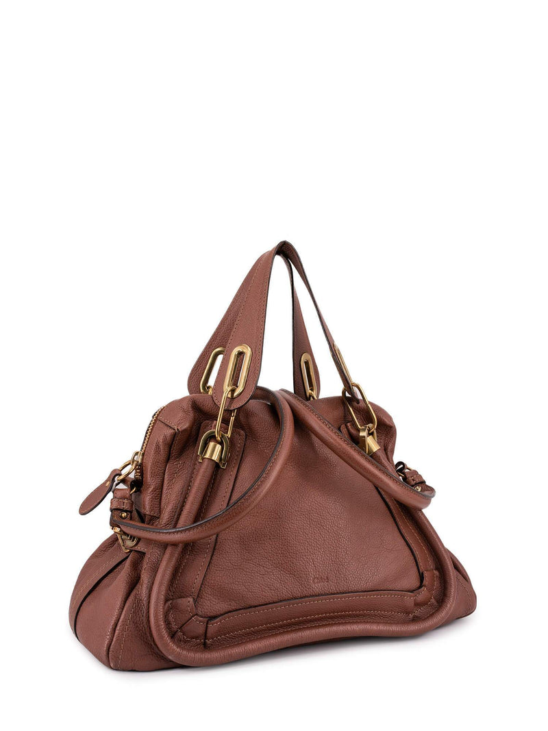 Chloe Calfskin Medium Paraty Bag Brown-designer resale