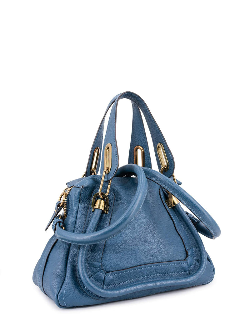 Chloe Calfskin Small Paraty Bag Blue-designer resale