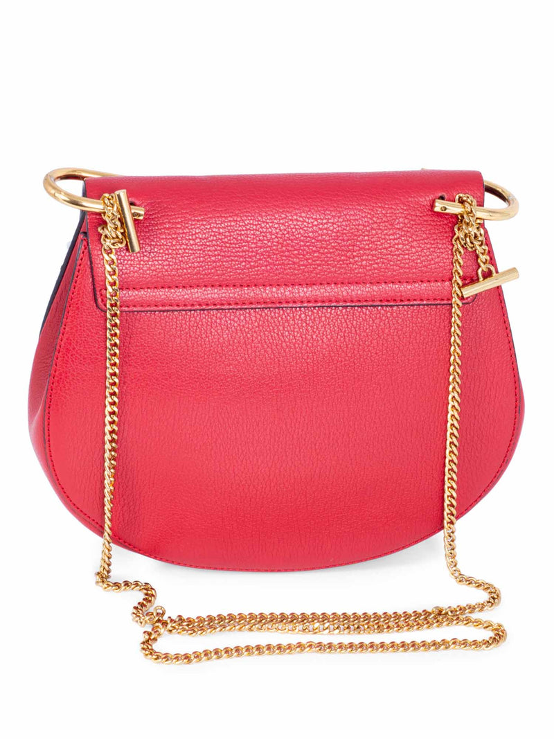 Chloe Leather Drew Messenger Bag Red-designer resale
