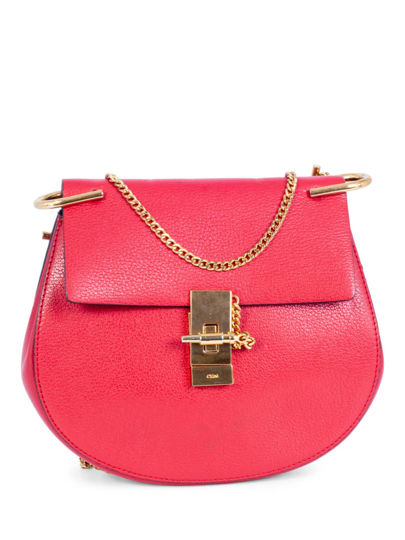 Chloe Leather Drew Messenger Bag Red-designer resale