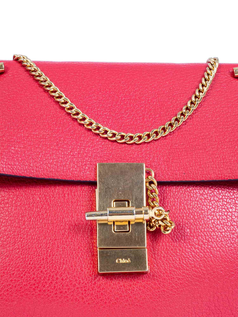 Chloe Leather Drew Messenger Bag Red-designer resale