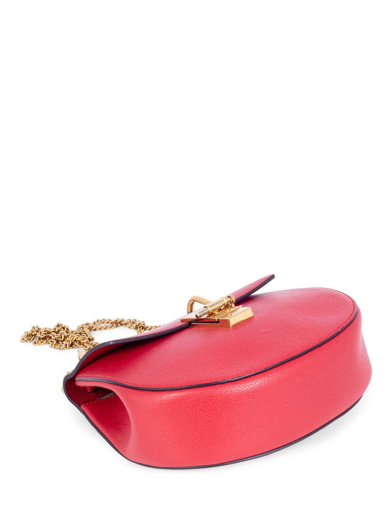 Chloe Leather Drew Messenger Bag Red-designer resale