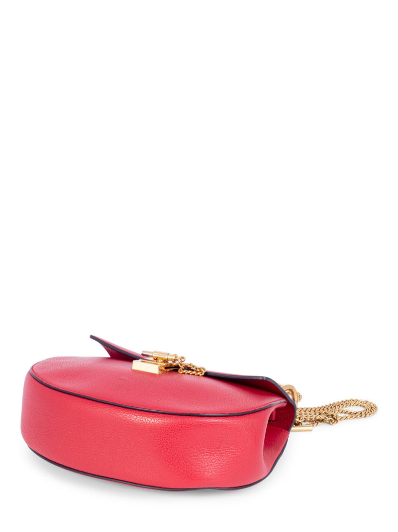 Chloe Leather Drew Messenger Bag Red-designer resale
