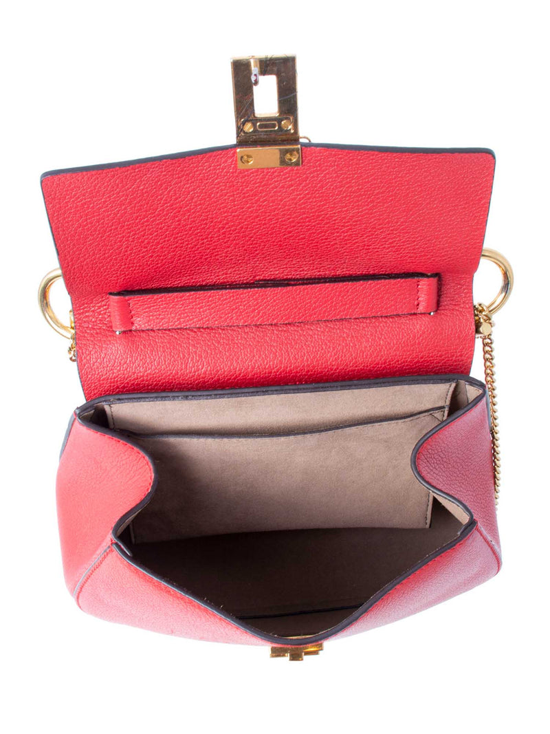 Chloe Leather Drew Messenger Bag Red-designer resale