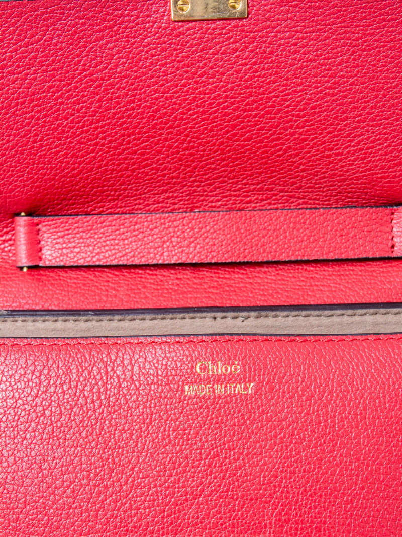 Chloe Leather Drew Messenger Bag Red-designer resale