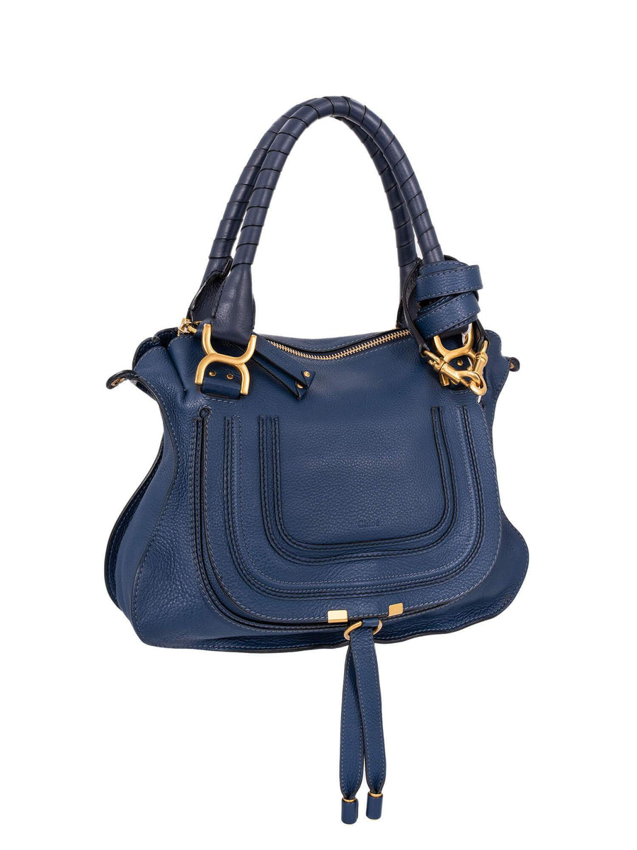 Chloé ネイビー ボディバッグ Chloe Blue Pebbled leather Medium Marcie Crossbody Bag | Yoogi's