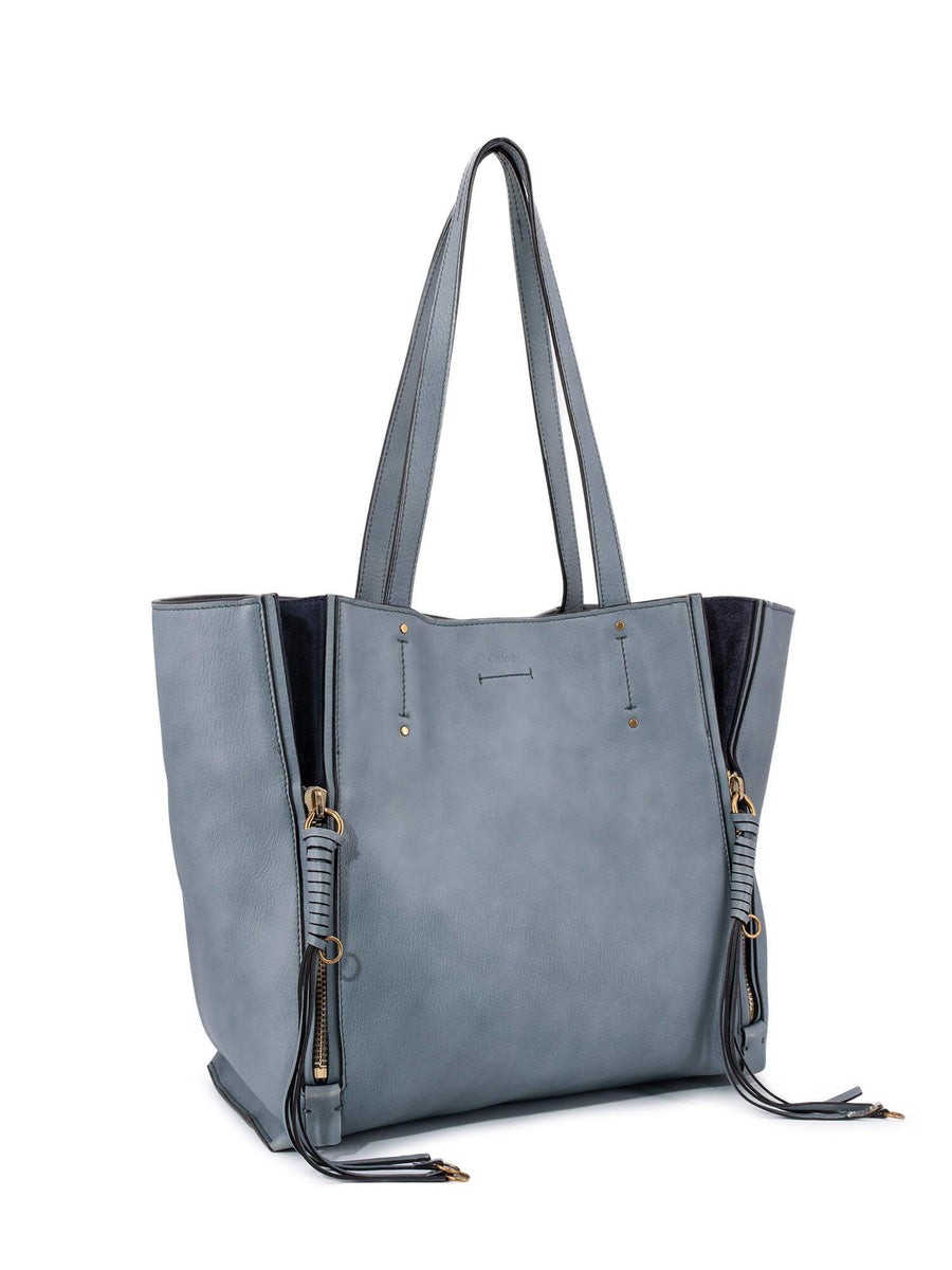 Chloe Leather Tassel Milo Bag Blue