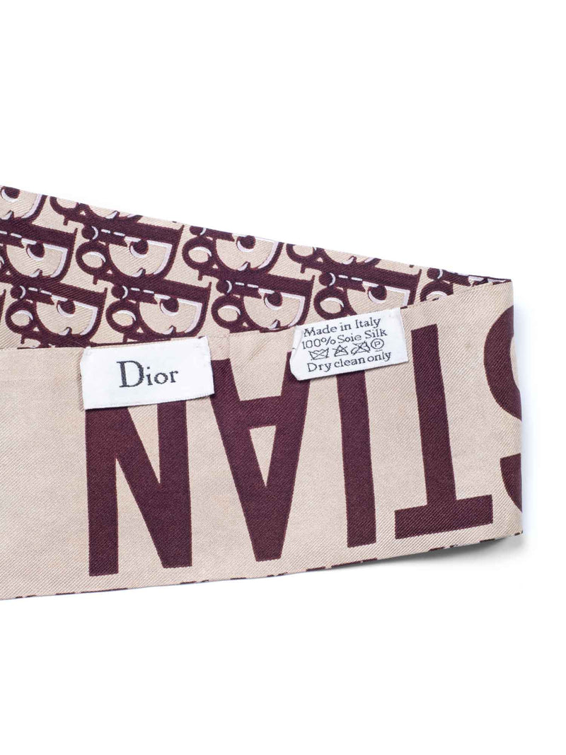 Christian Dior J'ADIOR Logo Silk Twilly Scarf Burgundy Beige-designer resale