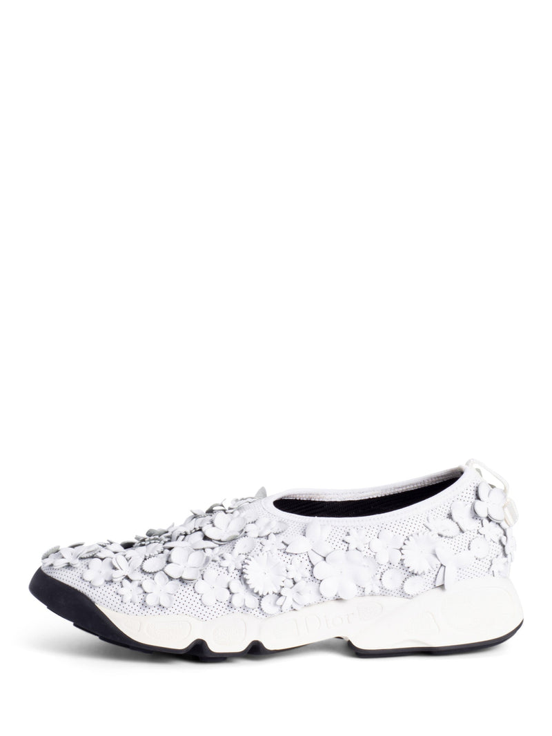 Christian Dior Leather Perforated Floral Fusion Sneakers White-designer resale