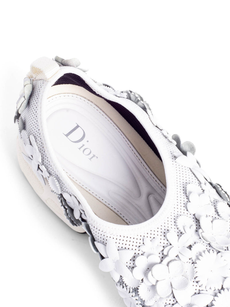 Christian Dior Leather Perforated Floral Fusion Sneakers White-designer resale