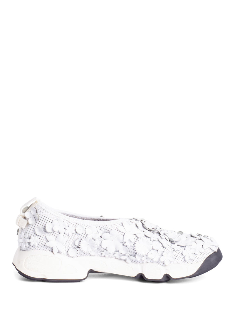 Christian Dior Leather Perforated Floral Fusion Sneakers White-designer resale
