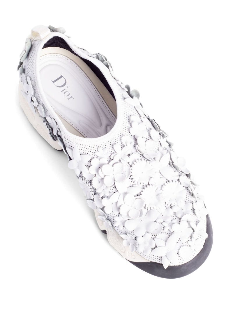 Christian Dior Leather Perforated Floral Fusion Sneakers White-designer resale