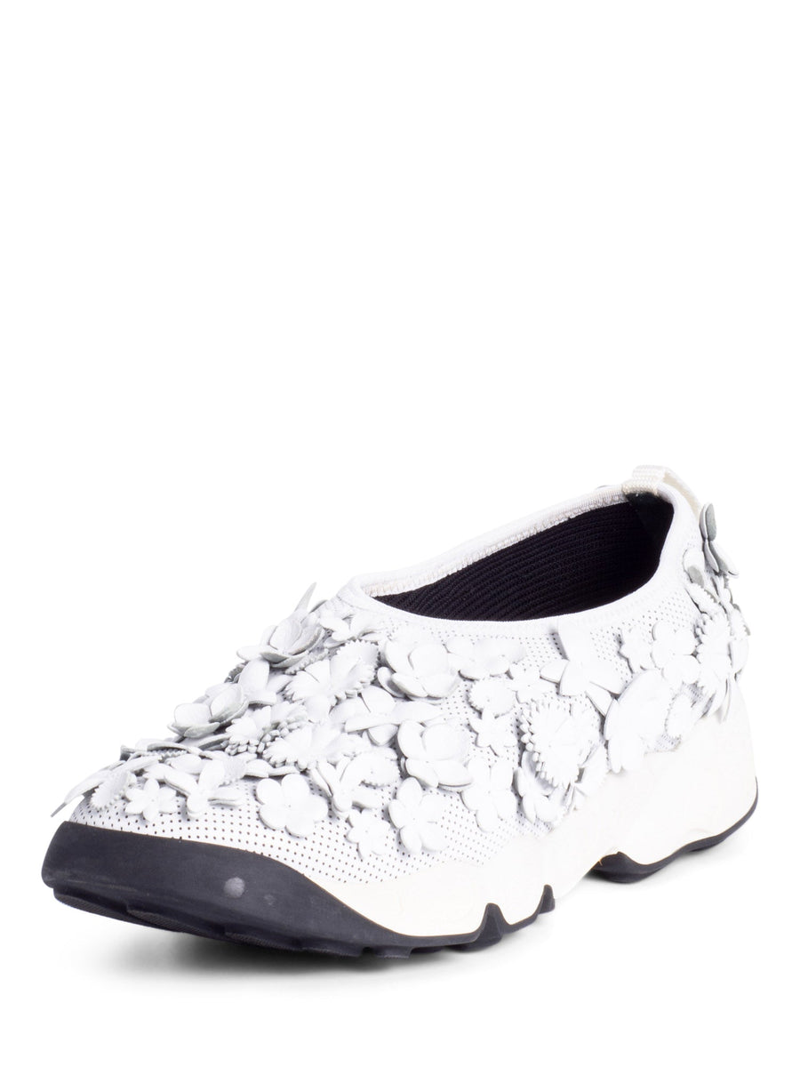 Christian Dior Leather Perforated Floral Fusion Sneakers White