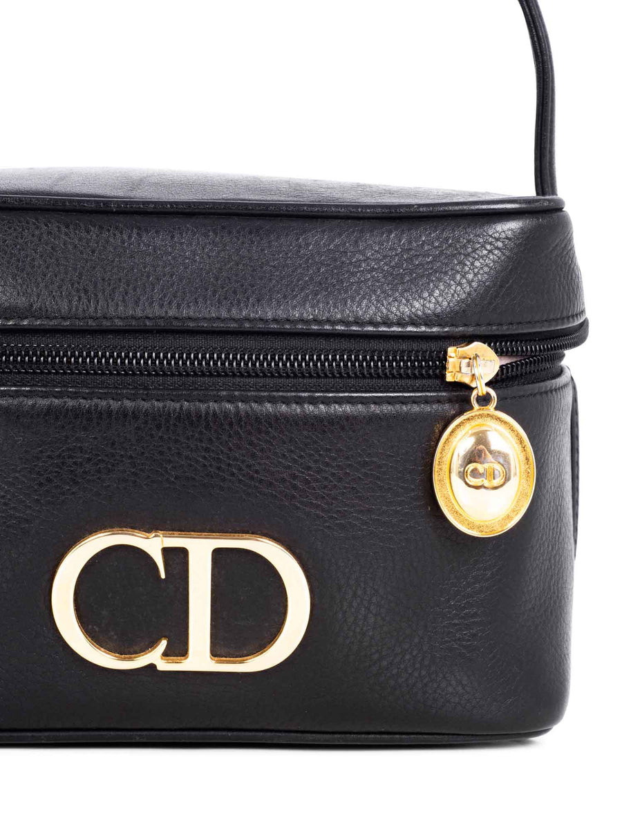 バッグ Christian Dior Trotter Vanity Christian Dior Leather Vanity Globe Trotter Bag Black