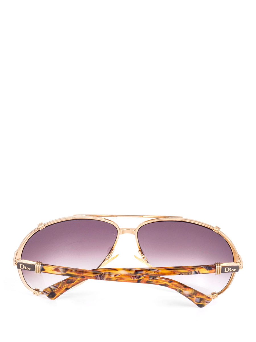 Christian Dior Logo Tortoise Aviator Sunglasses