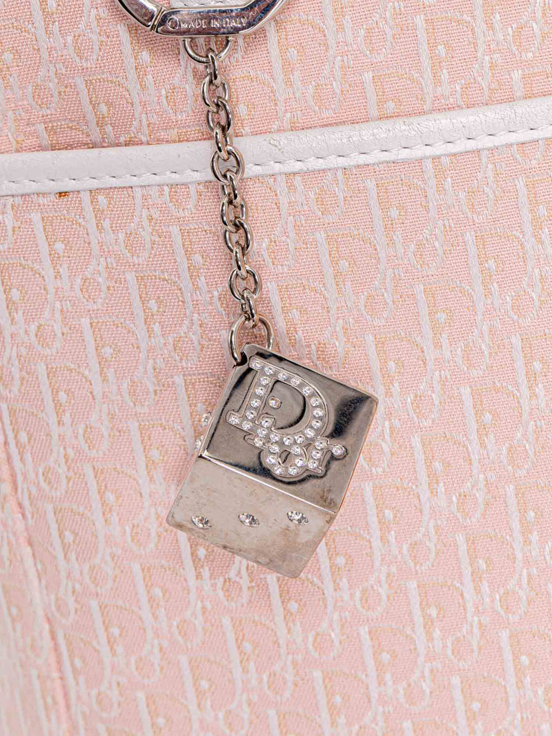 Christian Dior Oblique Canvas Leather Shopper Bag Pink White-designer resale