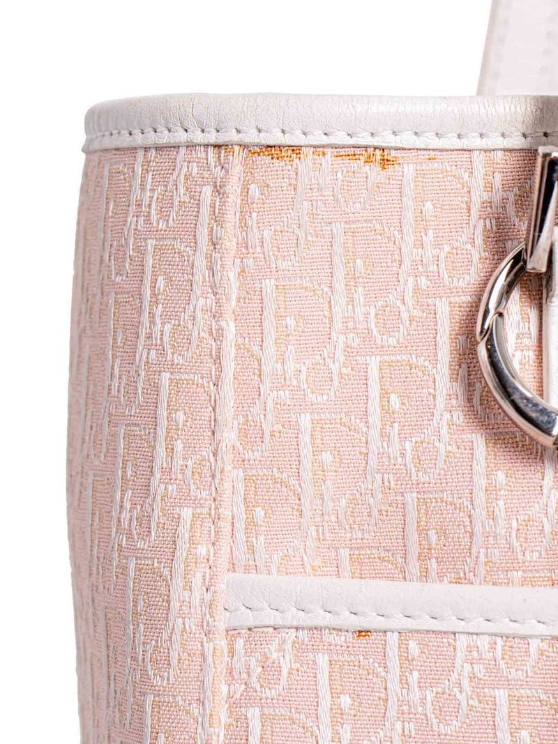 Christian Dior Oblique Canvas Leather Shopper Bag Pink White-designer resale