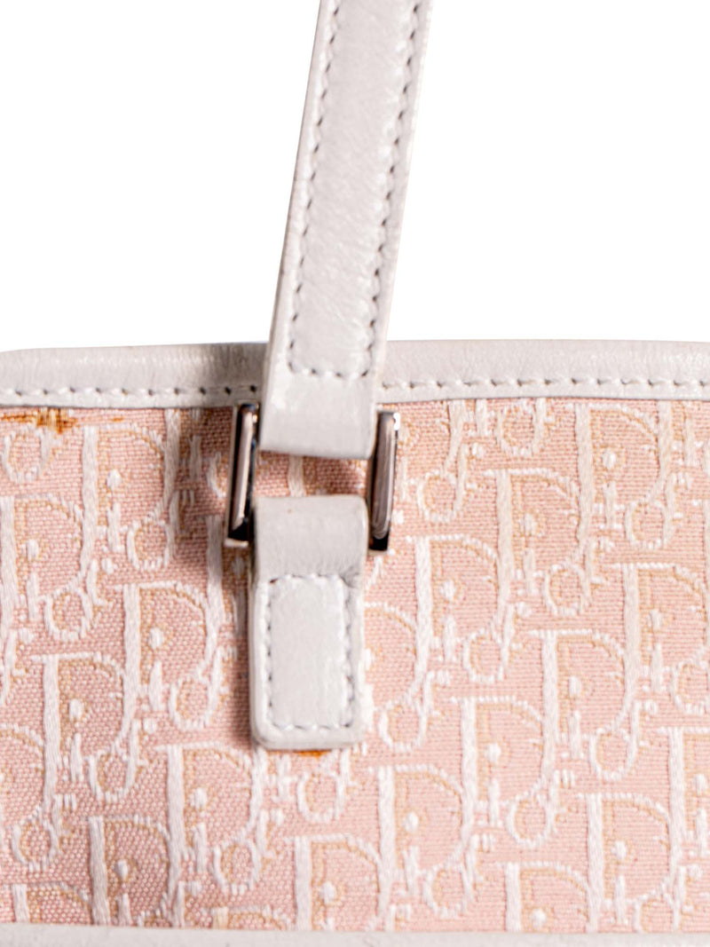 Christian Dior Oblique Canvas Leather Shopper Bag Pink White-designer resale