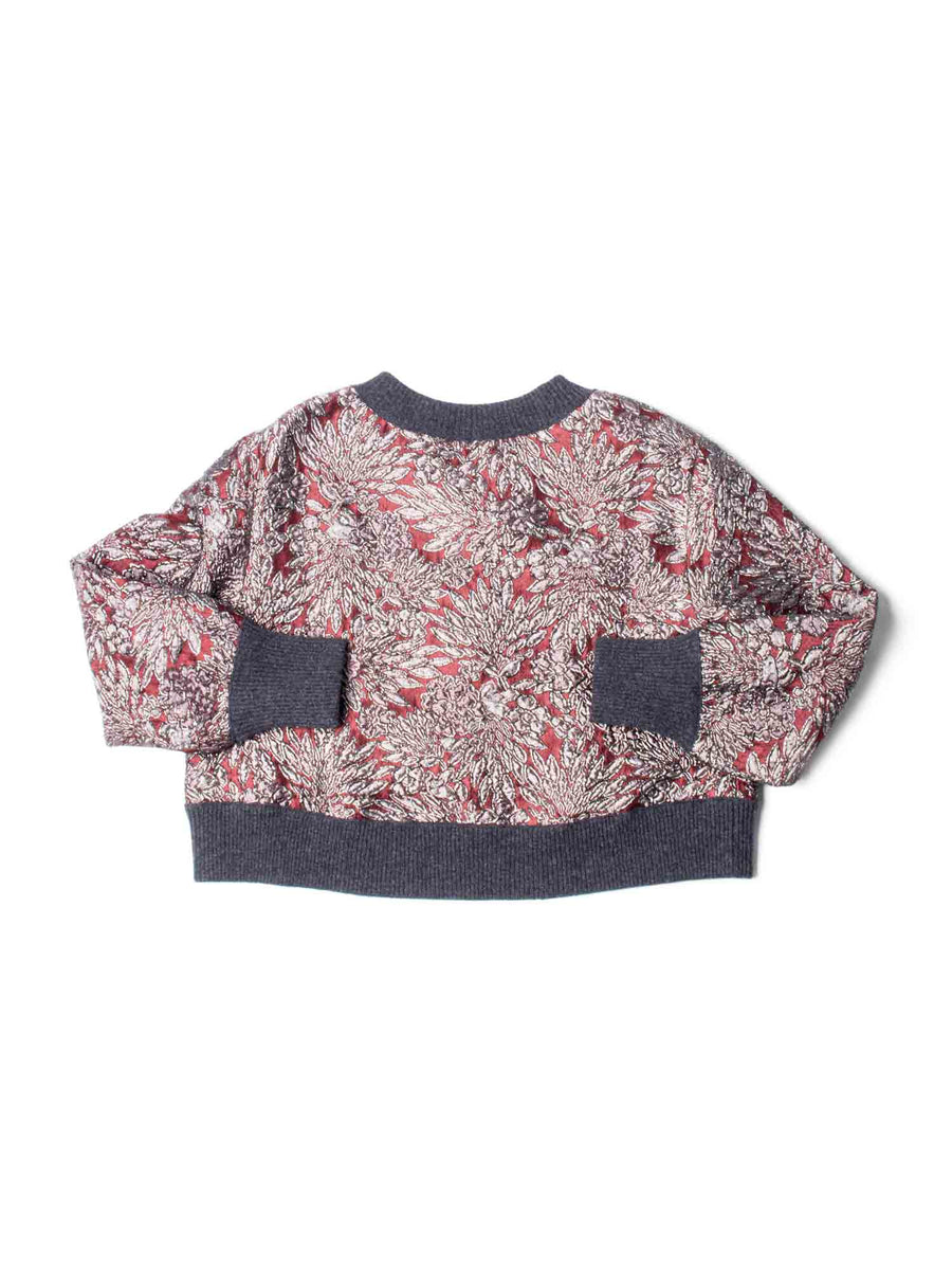 Dolce & Gabbana Brocade Metallic Cropped Sweater Burgundy