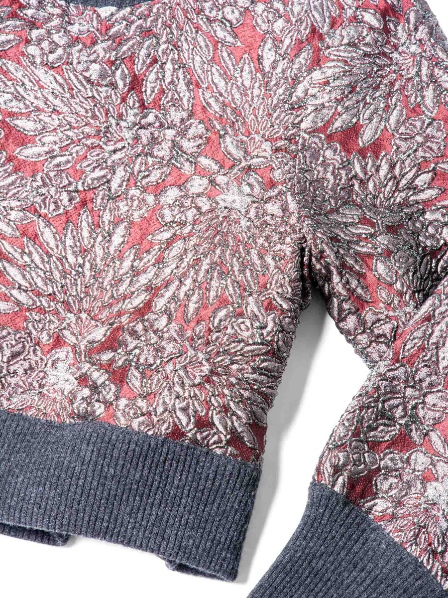 Dolce & Gabbana Brocade Metallic Cropped Sweater Burgundy