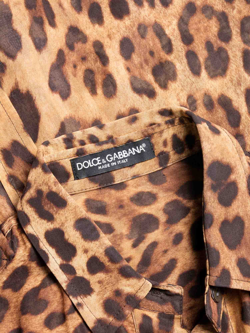 Dolce & Gabbana Sheer Animal Print Sporty Mini Dress Brown-designer resale