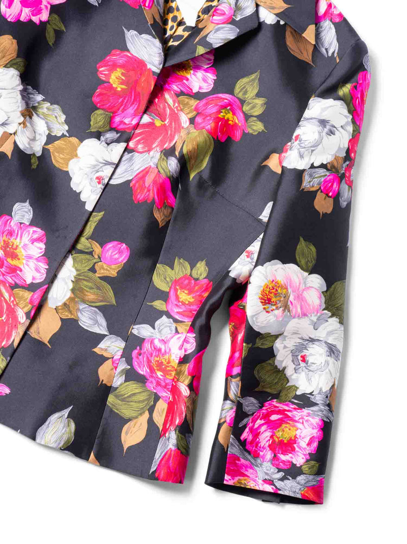 Dolce & Gabbana Silk Floral Fitted Jacket Black-designer resale