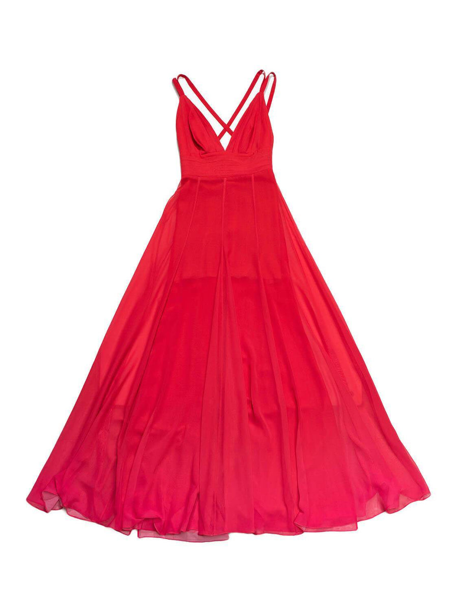 Elie Saab Chiffon Halter Maxi Dress Red Elie Saab Chiffon Halter Maxi Dress Red