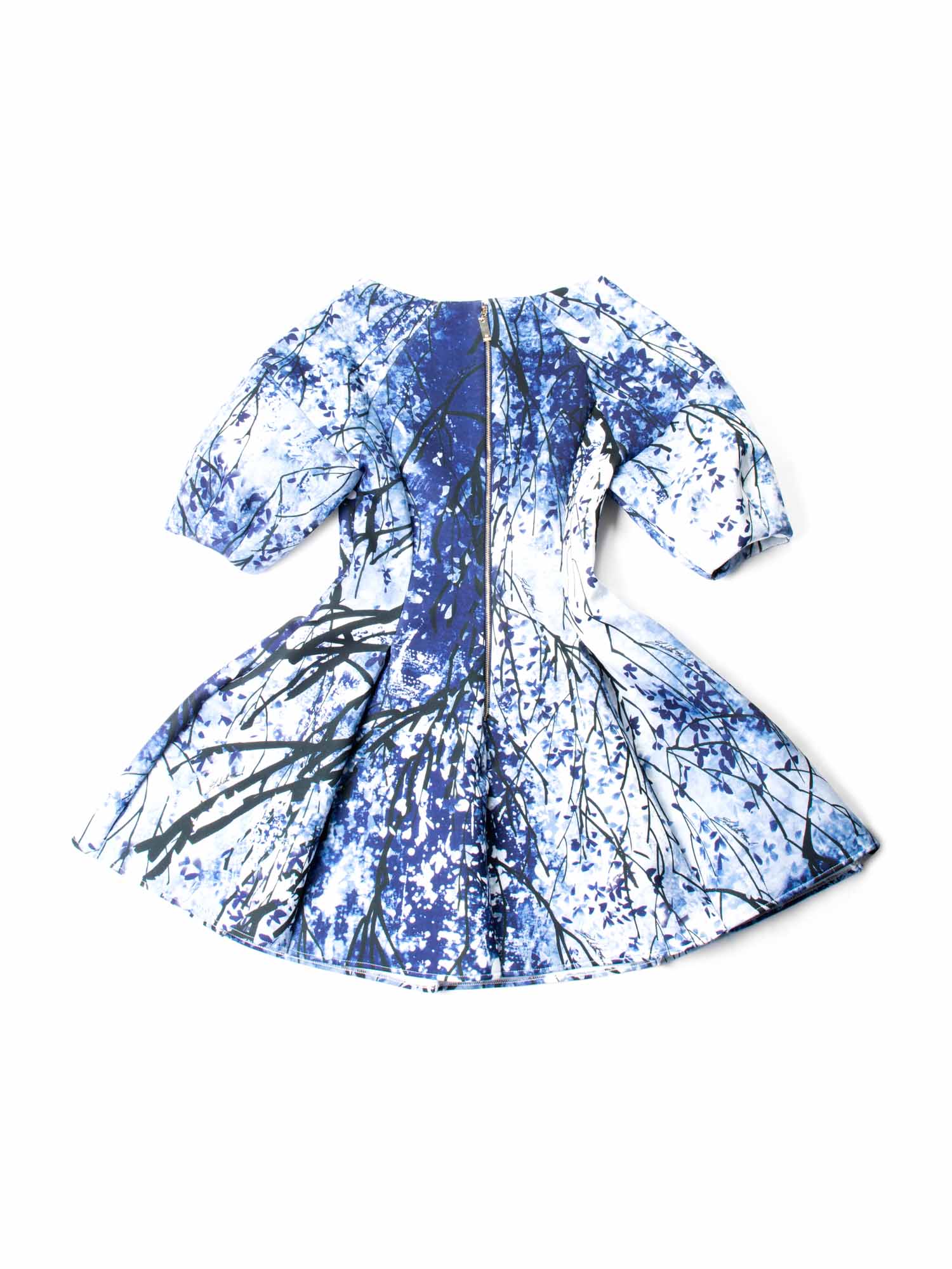 Elizabetta Franchi Scuba Fit Flare Mini Dress Blue-designer resale