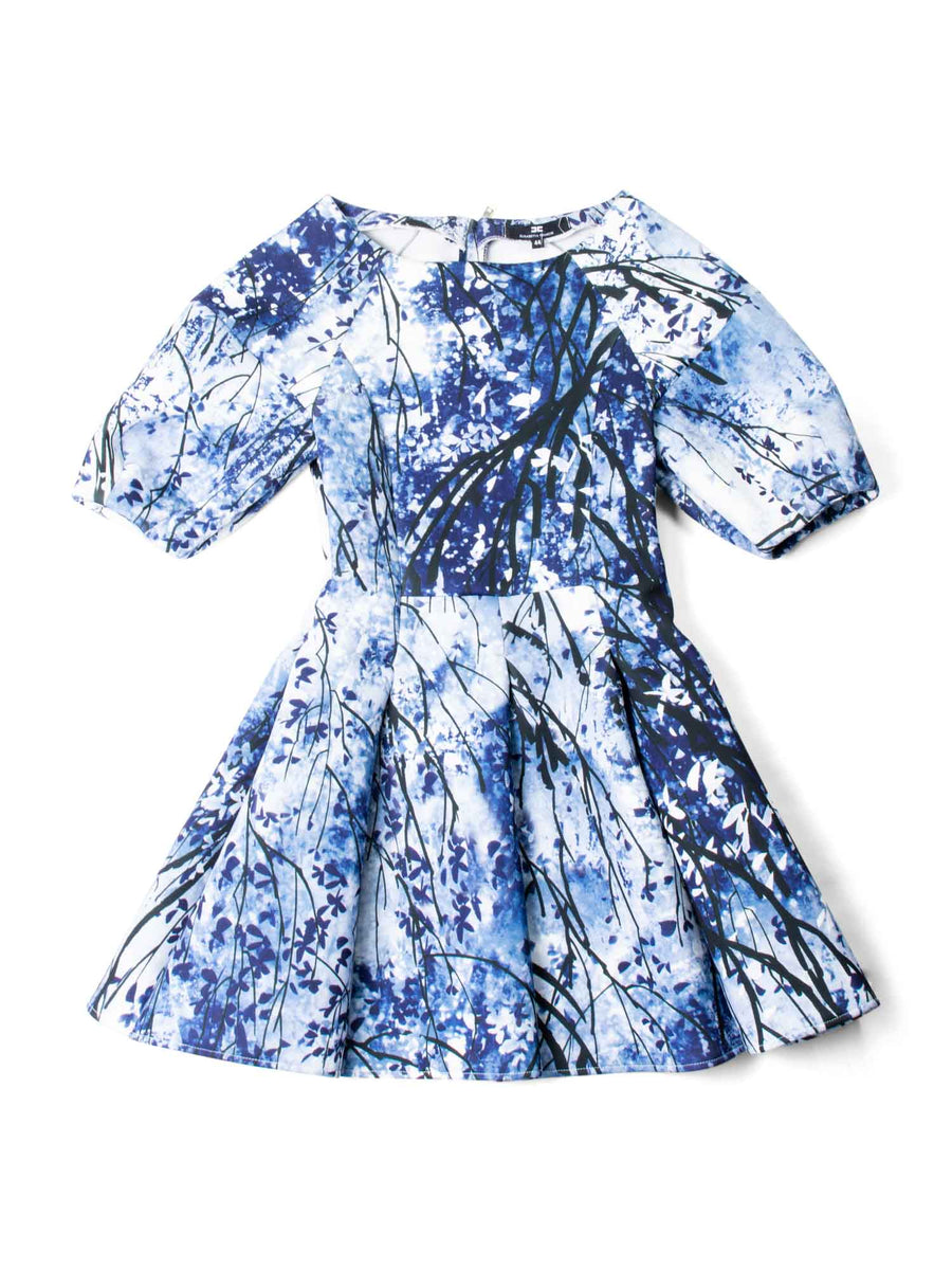 Elizabetta Franchi Scuba Fit Flare Mini Dress Blue
