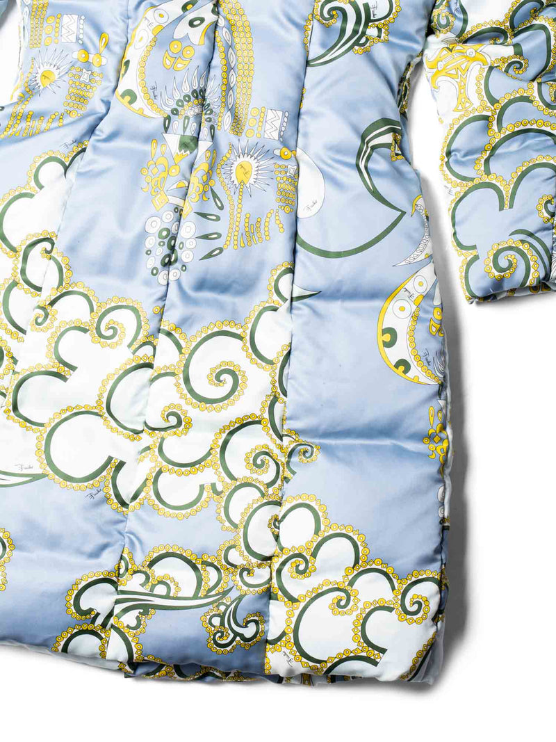 Emilio Pucci Signature Fur Puffer Coat Blue-designer resale