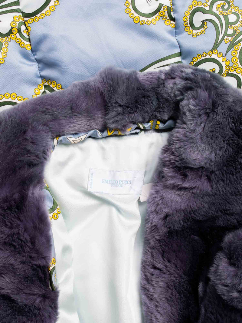 Emilio Pucci Signature Fur Puffer Coat Blue-designer resale