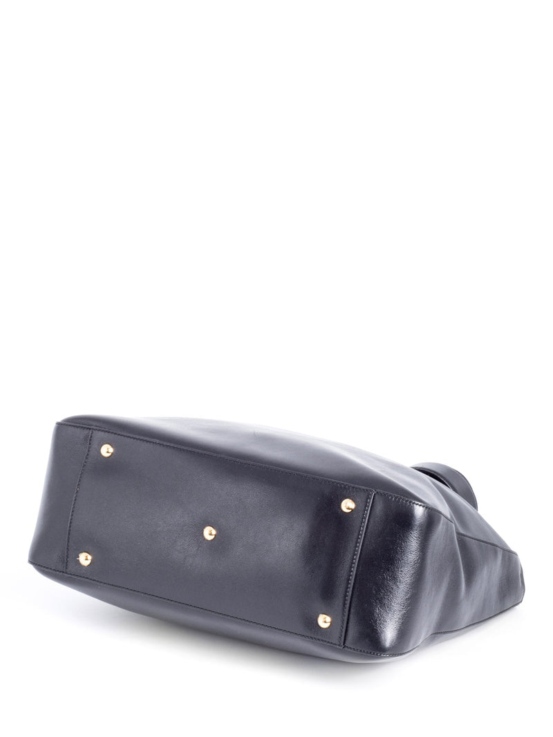 Fendi Leather FF Logo Shopper Bag Black-designer resale