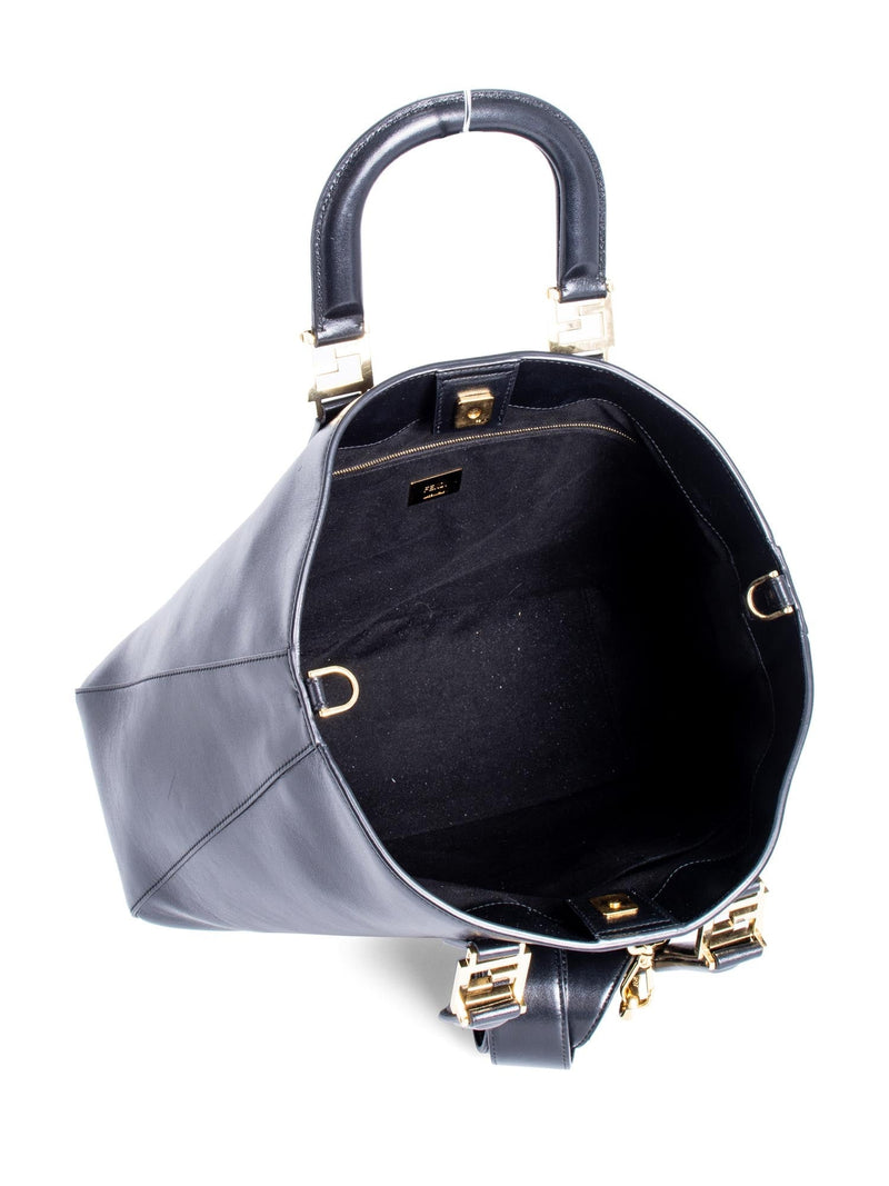 Fendi Leather FF Logo Shopper Bag Black-designer resale