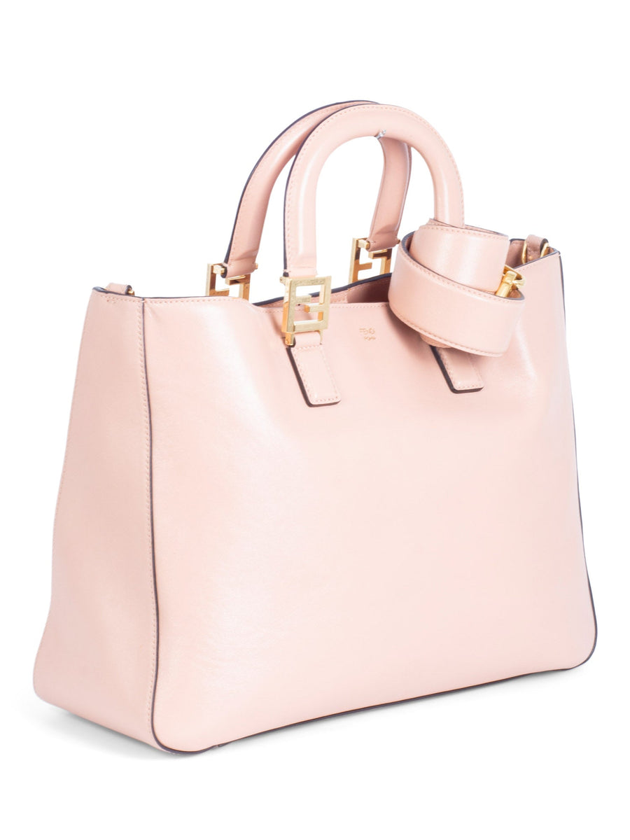 Fendi Leather FF Logo Shopper Bag Blush Pink