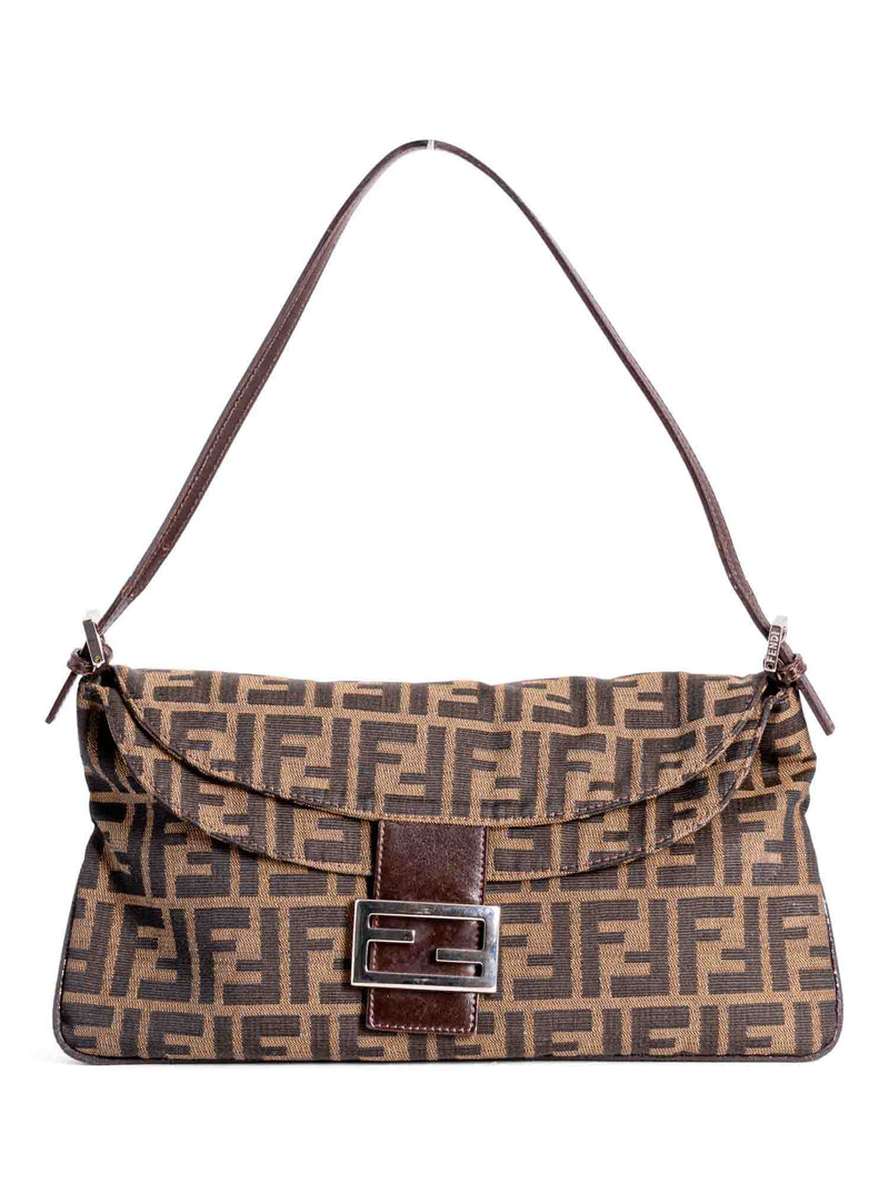 Fendi Zucca Mama Flap Bag Brown MM-designer resale