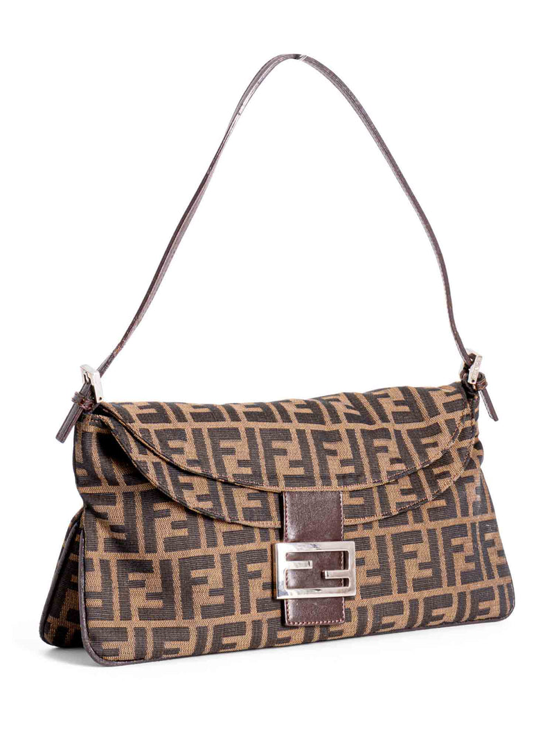 Fendi Zucca Mama Flap Bag Brown MM-designer resale